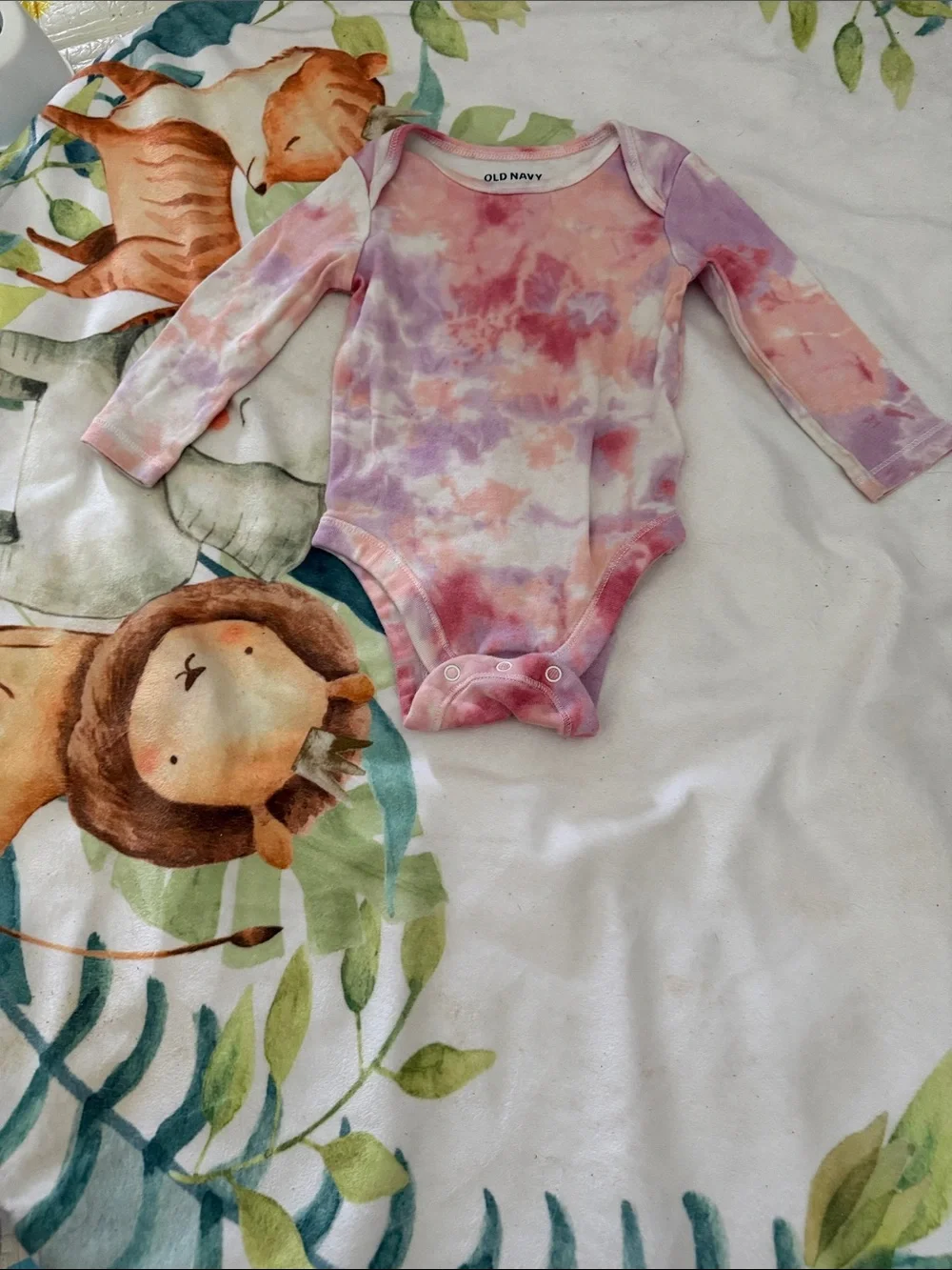 Old Navy Pink Purple Tie-Dye Long Sleeve Baby Bodysuit